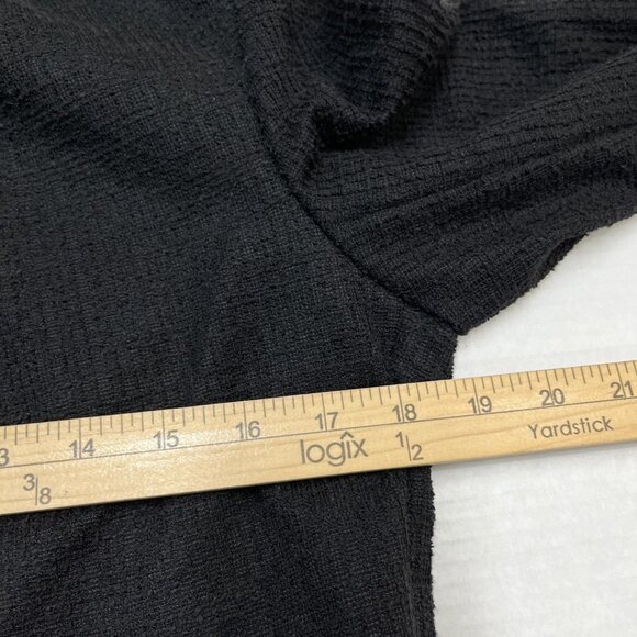 Rachel Zoe Blazer Womens M Black Textured Knit Jacket Ruched Sleeves Open Front - Picture 7 of 7